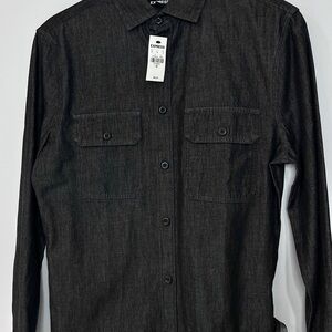 NWT Express Men’s Button Down Shirt.  Charcoal Long Sleeve Shirt. Size xsmall